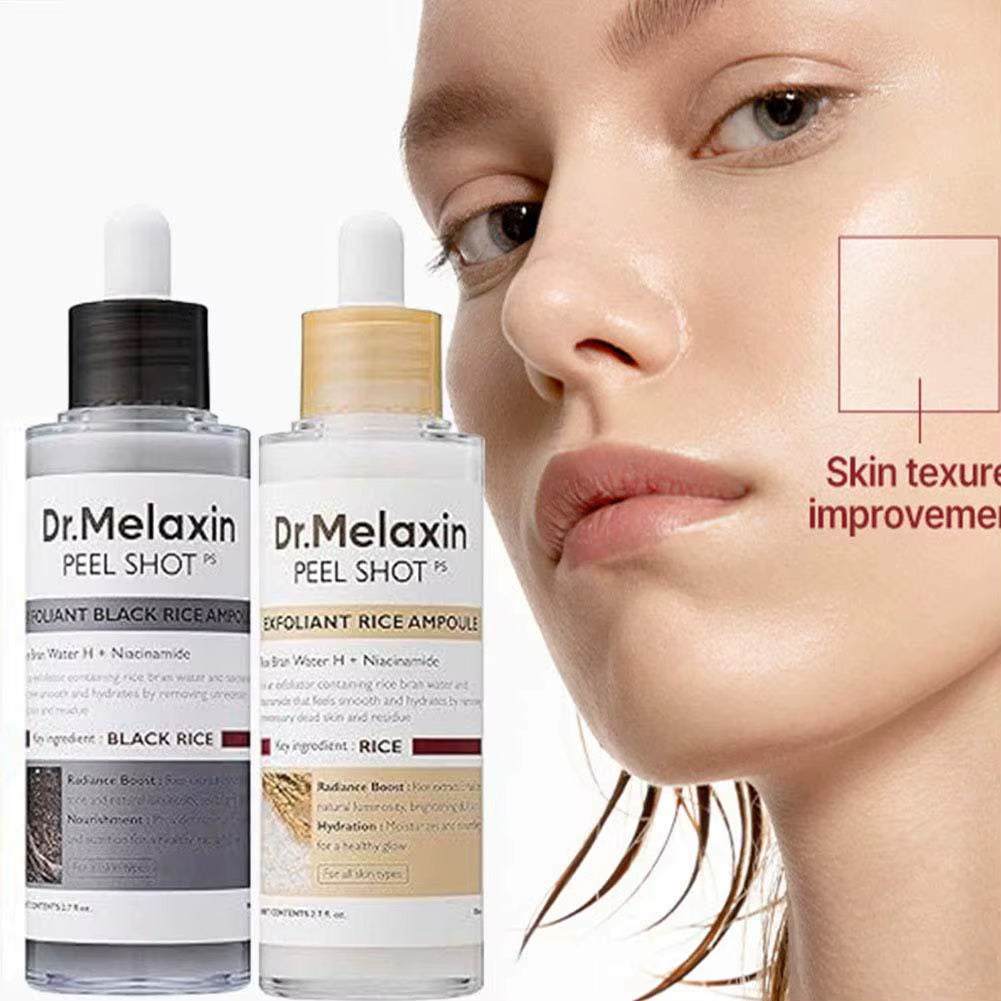 Revitalize Your Skin with Korean Dr. Melaxin White and Black Rice Exfoliating Hydrating Essence - Gentle Moisturizing Serum for a Radiant Glow
