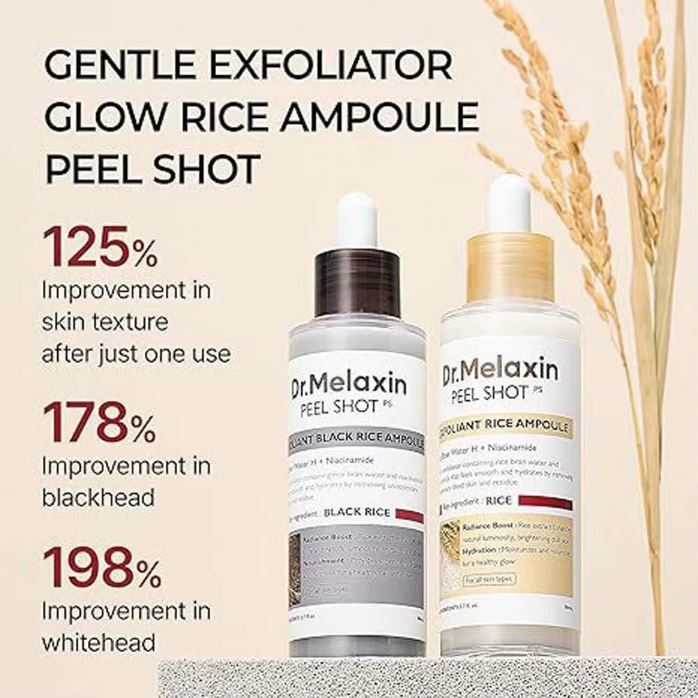 Revitalize Your Skin with Korean Dr. Melaxin White and Black Rice Exfoliating Hydrating Essence - Gentle Moisturizing Serum for a Radiant Glow